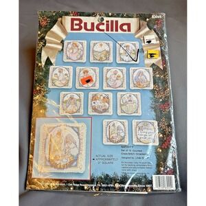 New Vtg BUCILLA Nativity Kit Set Of 12 Counted CROSS STITCH‎ Ornaments #83045